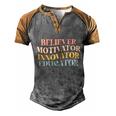 Believer Motivator Innovator Educator Retro Sarcasm Design Gift Men's Henley Shirt Raglan Sleeve 3D Print T-shirt Grey Brown