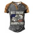 Best Truckin Grandpa Gift Big Rig Semi Truck Driver Trucker Gift Men's Henley Shirt Raglan Sleeve 3D Print T-shirt Grey Brown