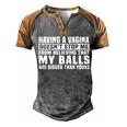 Bigger Than Yours V2 Men's Henley Shirt Raglan Sleeve 3D Print T-shirt Grey Brown