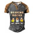 Book Reading Rocks Funny Literacy Funny Gift Men's Henley Shirt Raglan Sleeve 3D Print T-shirt Grey Brown