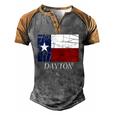 Dayton Tx Texas Flag City State Men's Henley Raglan T-Shirt Grey Brown