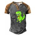 Dinosaur Piano Men's Henley Shirt Raglan Sleeve 3D Print T-shirt Grey Brown