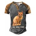 Do What I Want Funny Orange Tabby Cat Lovers Gifts Men's Henley Shirt Raglan Sleeve 3D Print T-shirt Grey Brown
