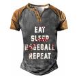 Eat Sleep Baseball Repeat Gift Baseball Player Fan Funny Gift Men's Henley Shirt Raglan Sleeve 3D Print T-shirt Grey Brown