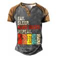 Eat Sleep Make Beats Beat Makers Music Producer Mens Dj Dad Men's Henley Shirt Raglan Sleeve 3D Print T-shirt Grey Brown