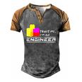Engineer Kids Children Toy Big Building Blocks Build Builder Men's Henley Raglan T-Shirt Grey Brown