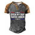 Funny Anti Biden Even My Dog Hates Biden Funny Anti President Joe Biden Men's Henley Shirt Raglan Sleeve 3D Print T-shirt Grey Brown