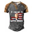 Funny Anti Biden Fallin With Biden Funny Bike Meme Men's Henley Shirt Raglan Sleeve 3D Print T-shirt Grey Brown