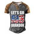 Funny Anti Biden Fjb Lets Go Brandon Fjb Flag Image Apparel Men's Henley Shirt Raglan Sleeve 3D Print T-shirt Grey Brown