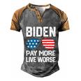 Funny Biden Pay More Live Worse Political Humor Sarcasm Sunglasses Design Men's Henley Shirt Raglan Sleeve 3D Print T-shirt Grey Brown