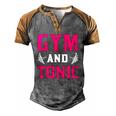 Gym And Tonic Workout Exercise Training Men's Henley Raglan T-Shirt Grey Brown
