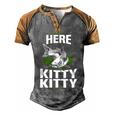 Here Kittty Men's Henley Shirt Raglan Sleeve 3D Print T-shirt Grey Brown