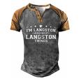 Im Langston Doing Langston Things Men's Henley Shirt Raglan Sleeve 3D Print T-shirt Grey Brown