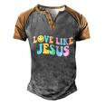 Love Like Jesus Religious God Christian Words Gift Men's Henley Shirt Raglan Sleeve 3D Print T-shirt Grey Brown