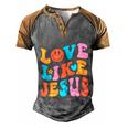 Love Like Jesus Religious God Christian Words Gift V2 Men's Henley Shirt Raglan Sleeve 3D Print T-shirt Grey Brown