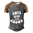 Love Like Jesus Religious God Christian Words Gift V3 Men's Henley Shirt Raglan Sleeve 3D Print T-shirt Grey Brown