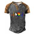 Lovely Lgbt Gay Pride Heartbeat Lesbian Gays Love Lgbtq Great Gift Men's Henley Shirt Raglan Sleeve 3D Print T-shirt Grey Brown