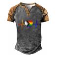 Lovely Lgbt Gay Pride Heartbeat Lesbian Gays Love Vintage Gift Men's Henley Shirt Raglan Sleeve 3D Print T-shirt Grey Brown