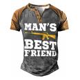 Mans Best Friend V2 Men's Henley Shirt Raglan Sleeve 3D Print T-shirt Grey Brown