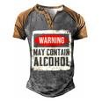 May Contain Alcohol Funny Alcohol Drinking Party  Men's Henley Shirt Raglan Sleeve 3D Print T-shirt Grey Brown