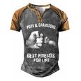 Pops & Grandsons - Best Friends Men's Henley Shirt Raglan Sleeve 3D Print T-shirt Grey Brown