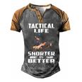 Shorter Is Better Men's Henley Shirt Raglan Sleeve 3D Print T-shirt Grey Brown