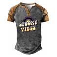 Spooky Vibes Leopard Rainbow Funny Halloween Men's Henley Shirt Raglan Sleeve 3D Print T-shirt Grey Brown