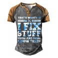 Thats What I Do I Fix Stuff And I Know Things Funny Saying Men's Henley Shirt Raglan Sleeve 3D Print T-shirt Grey Brown