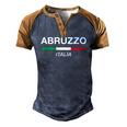 Abruzzo Italian Name Italy Flag Italia Family Surname Men's Henley Raglan T-Shirt Blue Brown