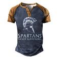 Ancient Spartan Greek History - Spartans Never Surrender Men's Henley Shirt Raglan Sleeve 3D Print T-shirt Blue Brown