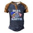 Mens Bald Is Beautiful July 4Th Eagle Patriotic American Vintage Men's Henley Raglan T-Shirt Blue Brown