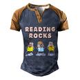 Book Reading Rocks Funny Literacy Funny Gift Men's Henley Shirt Raglan Sleeve 3D Print T-shirt Blue Brown