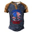 Cheer Dad Proud Fathers Day Cheerleading Girl Competition Men's Henley Raglan T-Shirt Blue Brown