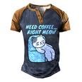 Coffee Right Meow International Coffee Day Sleepy Cat Men's Henley Shirt Raglan Sleeve 3D Print T-shirt Blue Brown