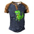 Dinosaur Piano Men's Henley Shirt Raglan Sleeve 3D Print T-shirt Blue Brown