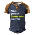 Eat Sleep Make Beats Beat Makers Music Producer Dj Mens Men's Henley Shirt Raglan Sleeve 3D Print T-shirt Blue Brown