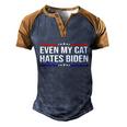 Funny Anti Biden Even My Cat Hates Biden Funny Anti Biden Fjb Men's Henley Shirt Raglan Sleeve 3D Print T-shirt Blue Brown