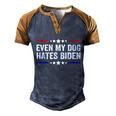 Funny Anti Biden Even My Dog Hates Biden Funny Anti President Joe Biden Men's Henley Shirt Raglan Sleeve 3D Print T-shirt Blue Brown