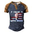 Funny Anti Biden Fallin With Biden Funny Bike Meme Men's Henley Shirt Raglan Sleeve 3D Print T-shirt Blue Brown