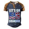 Funny Anti Biden Fjb Lets Go Brandon Fjb Flag Image Apparel Men's Henley Shirt Raglan Sleeve 3D Print T-shirt Blue Brown
