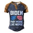 Funny Biden Pay More Live Worse Political Humor Sarcasm Sunglasses Design Men's Henley Shirt Raglan Sleeve 3D Print T-shirt Blue Brown