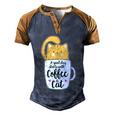 Funny Orange Cat Coffee Mug Cat Lover Men's Henley Shirt Raglan Sleeve 3D Print T-shirt Blue Brown