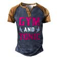 Gym And Tonic Workout Exercise Training Men's Henley Raglan T-Shirt Blue Brown