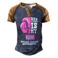 Her Fight Is My Fight Pink Ribbon Breast Caner Men's Henley Shirt Raglan Sleeve 3D Print T-shirt Blue Brown