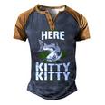 Here Kittty Men's Henley Shirt Raglan Sleeve 3D Print T-shirt Blue Brown