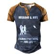 Husband And Wife - Fishing Partners Men's Henley Shirt Raglan Sleeve 3D Print T-shirt Blue Brown