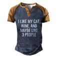 I Like My Cat Wine & Maybe 3 People Funny Pet Men's Henley Shirt Raglan Sleeve 3D Print T-shirt Blue Brown