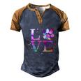 Love Dog Paw Print Colorful National Animal Shelter Week Gift Men's Henley Shirt Raglan Sleeve 3D Print T-shirt Blue Brown