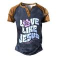 Love Like Jesus Religious God Christian Words Cool Gift Men's Henley Shirt Raglan Sleeve 3D Print T-shirt Blue Brown