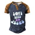 Love Like Jesus Religious God Christian Words Gift V3 Men's Henley Shirt Raglan Sleeve 3D Print T-shirt Blue Brown